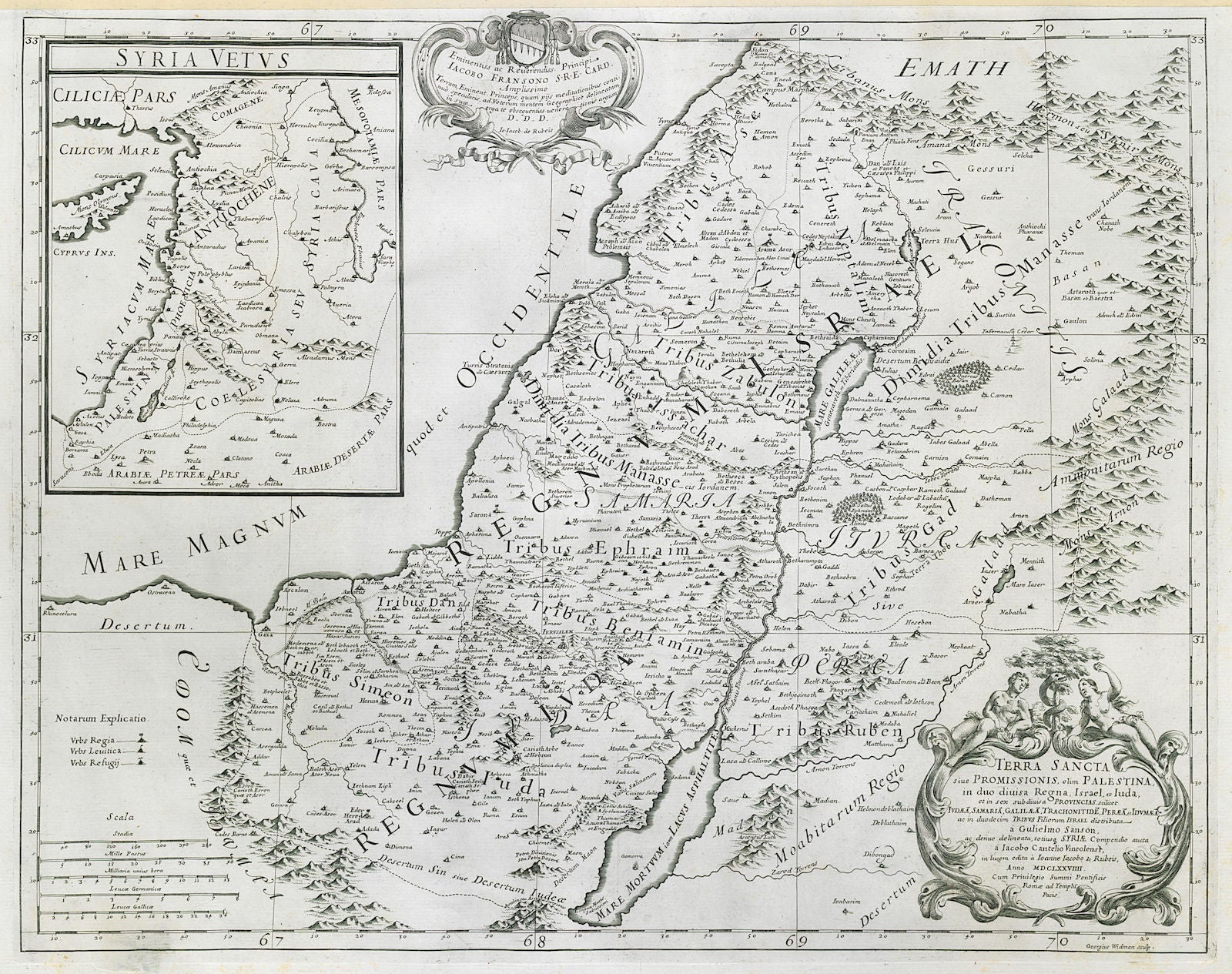 Terra Sancta. Holy/Promised Land. Palestine Israel Lebanon ROSSI/SANSON 1679 map